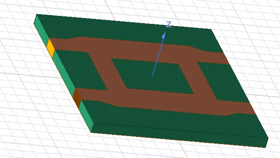 Initial HFSS branch-line coupler implementation over FR-4