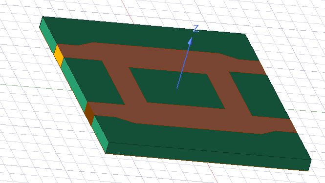 Initial HFSS branch-line coupler implementation over FR-4