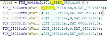 Figure 5.3 - Decompiled command-registration sequence showing TRAC registered as a child of the SPEC command node.