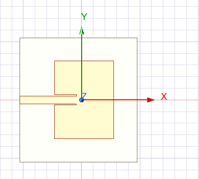 Final top view of the optimized inset-fed rectangular patch antenna