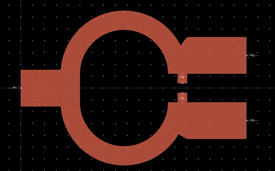 Momentum layout port definition for a 3 GHz Wilkinson power divider