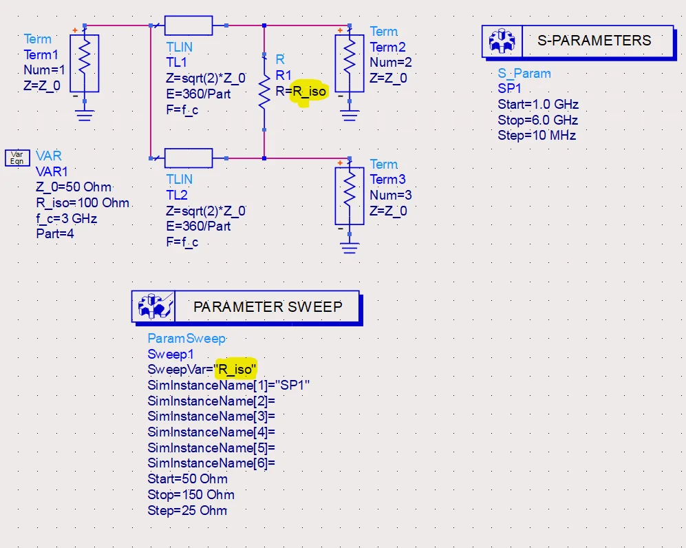 ADS schematic used for the isolation resistor sweep